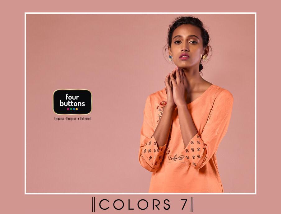 Four Buttons Colors Vol 7 Pure Cotton Designer Kurti Summer Wear Collection