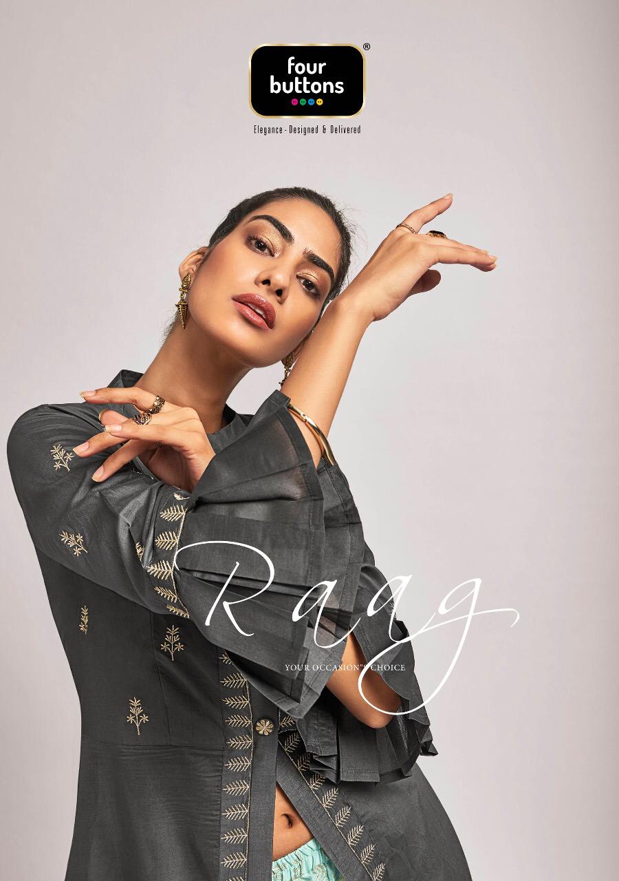 Four Buttons Present Raag Exclusive Silk Top Skirt And Bottom Collection