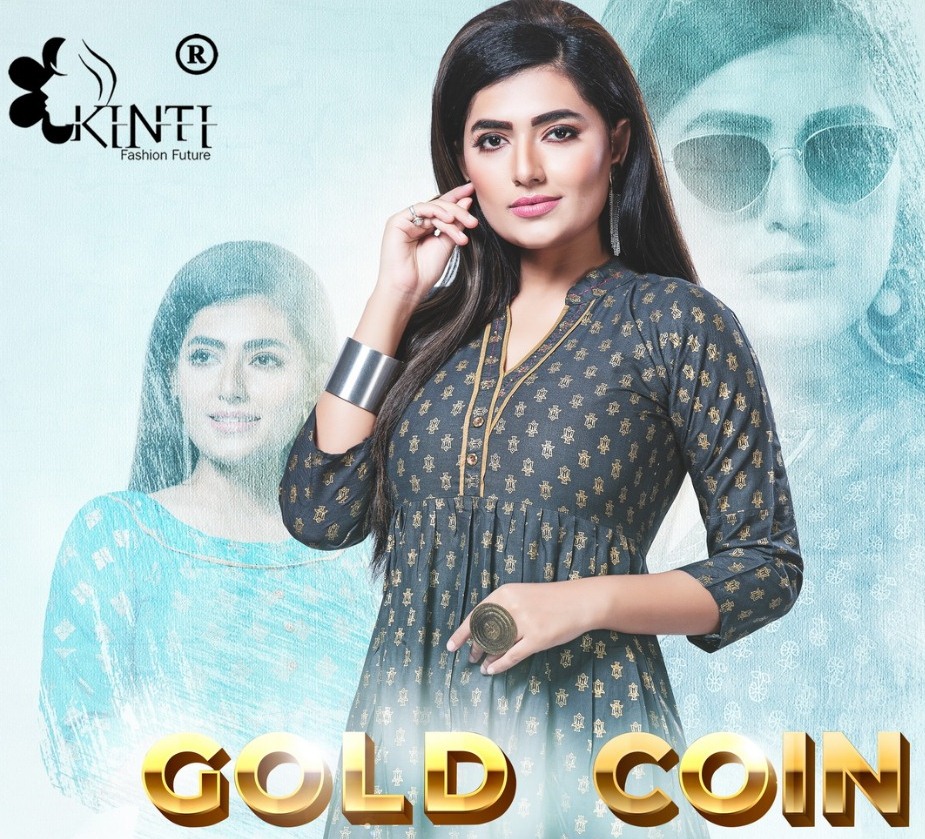 Gold Coin By Kinti Rayon Gold Print Pattern Kurti At Chepest Price