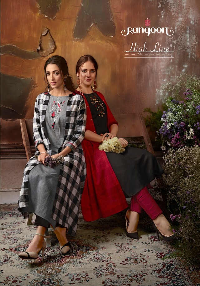 High Line By Rangoon Cotton Embroidery Kurti With Shrug Collection