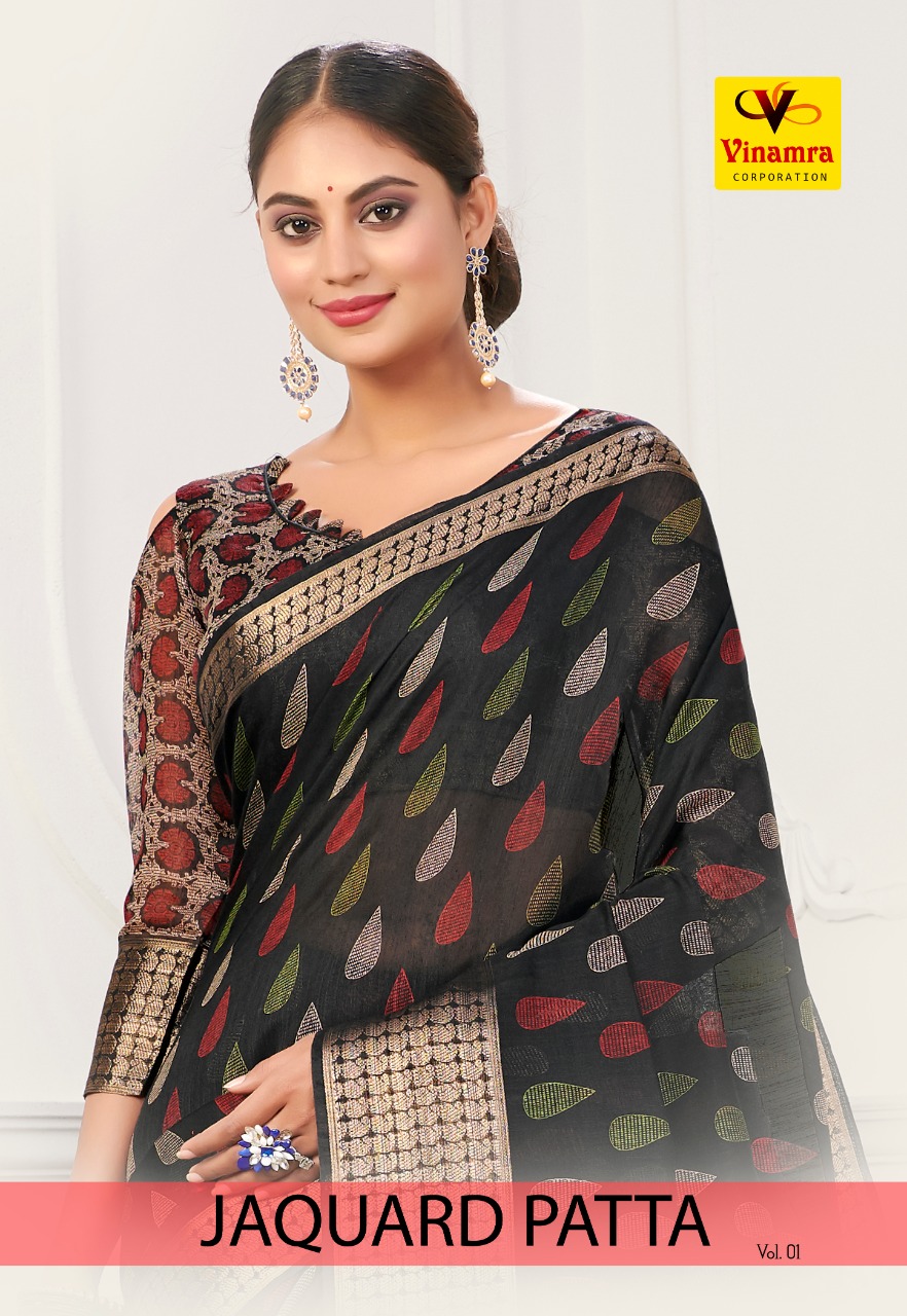 Jaquard Patta Vol 1 By Vinamra Ethnic Jaquard Stylish Saree Buy At Krishna Creation