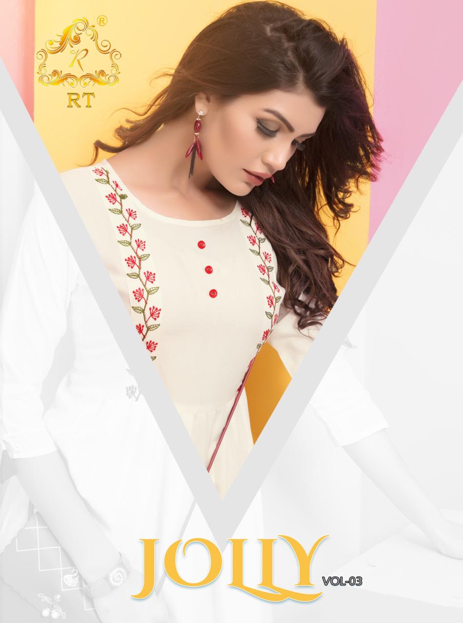 Jolly Vol 3 By Rijiya Trendz Rayon Embroidery Short Top Collection