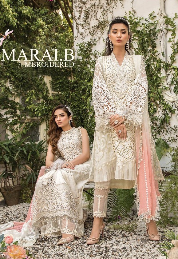 Kaara Suits Mbroidered M Print Georgette With Net Pakistani Suit Concept Limited Stock