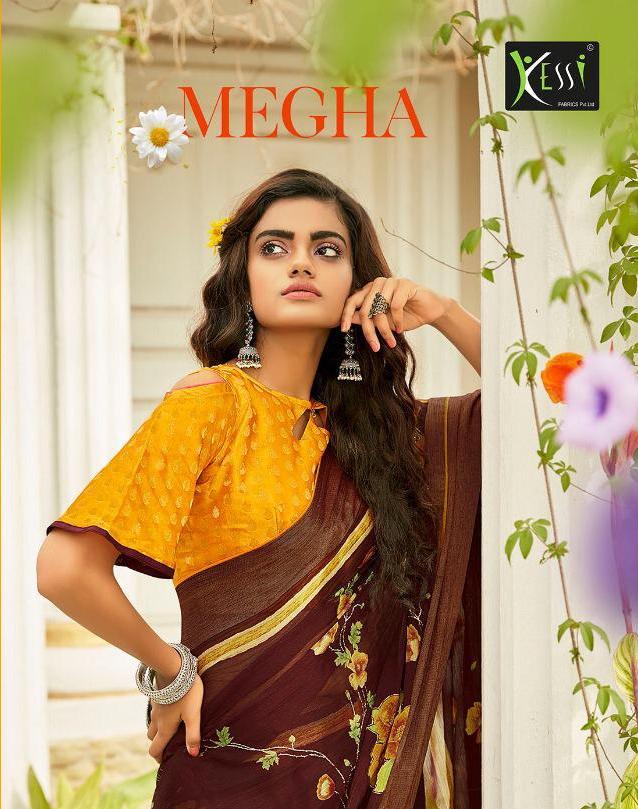 Kessi Megha 5531-5540 Series Chiffon Brasso Elegant Look Ladies Saris Exporter