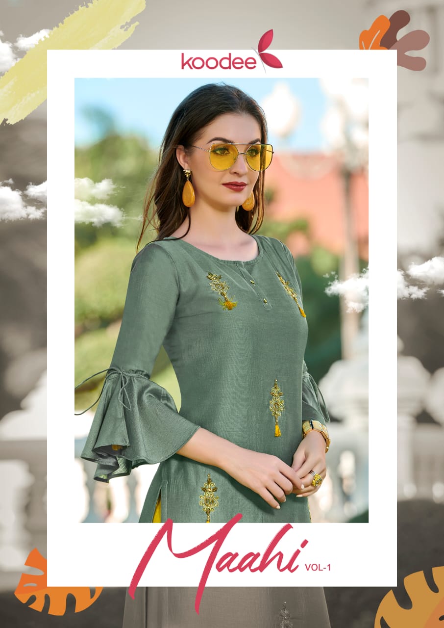 Koodee Mahi Vol 1 Chinon Rayon Print Kurti With Sarara At Affordable Price