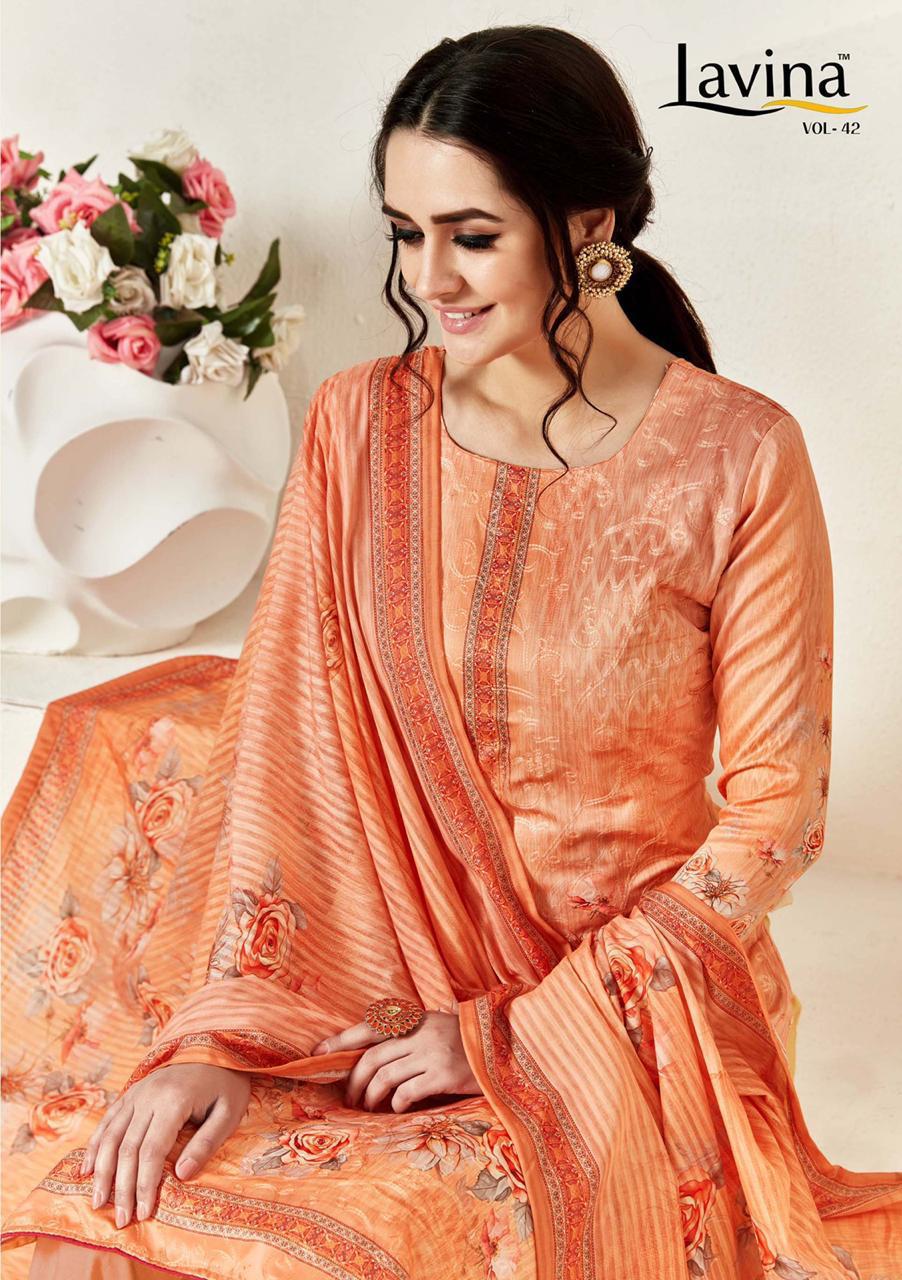 Lavina Vol 42 Cotton Satin Embroidery Digital Printed Salwar Kameez