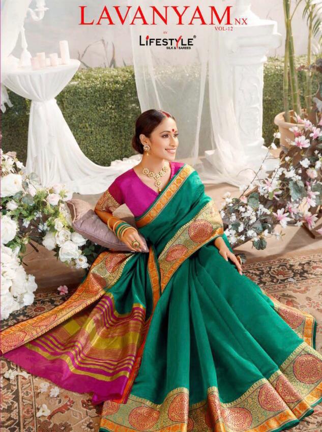 Lifestyle Launch Lavanyam Vol 12 Nx Classy Look Chanderi Gala Saree