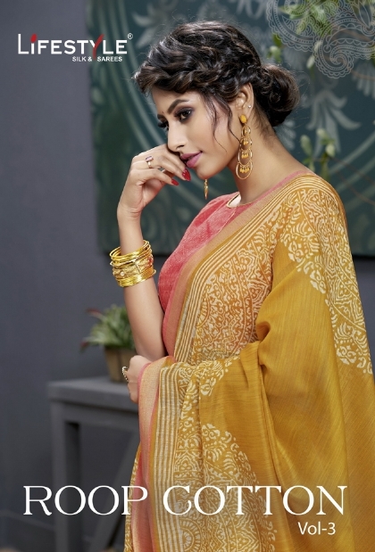 Lifestyle Roop Cotton Vol 3 Linen Cotton Print Saree Wholesale Price