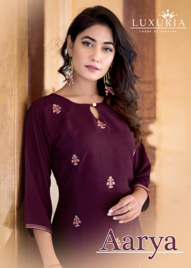 Luxuria Fashion Aarya Musline With Embroidery Latest Kurti With Pant Collection