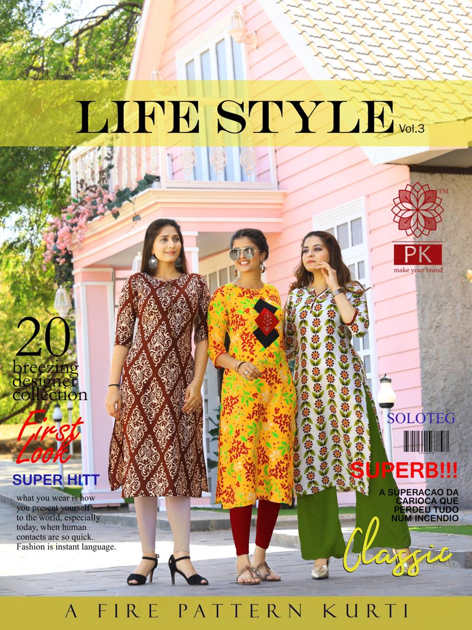 Pk Launch Lifestyle Vol 3 Hit Series Of Low Range Casual Kurtis Wholesaler