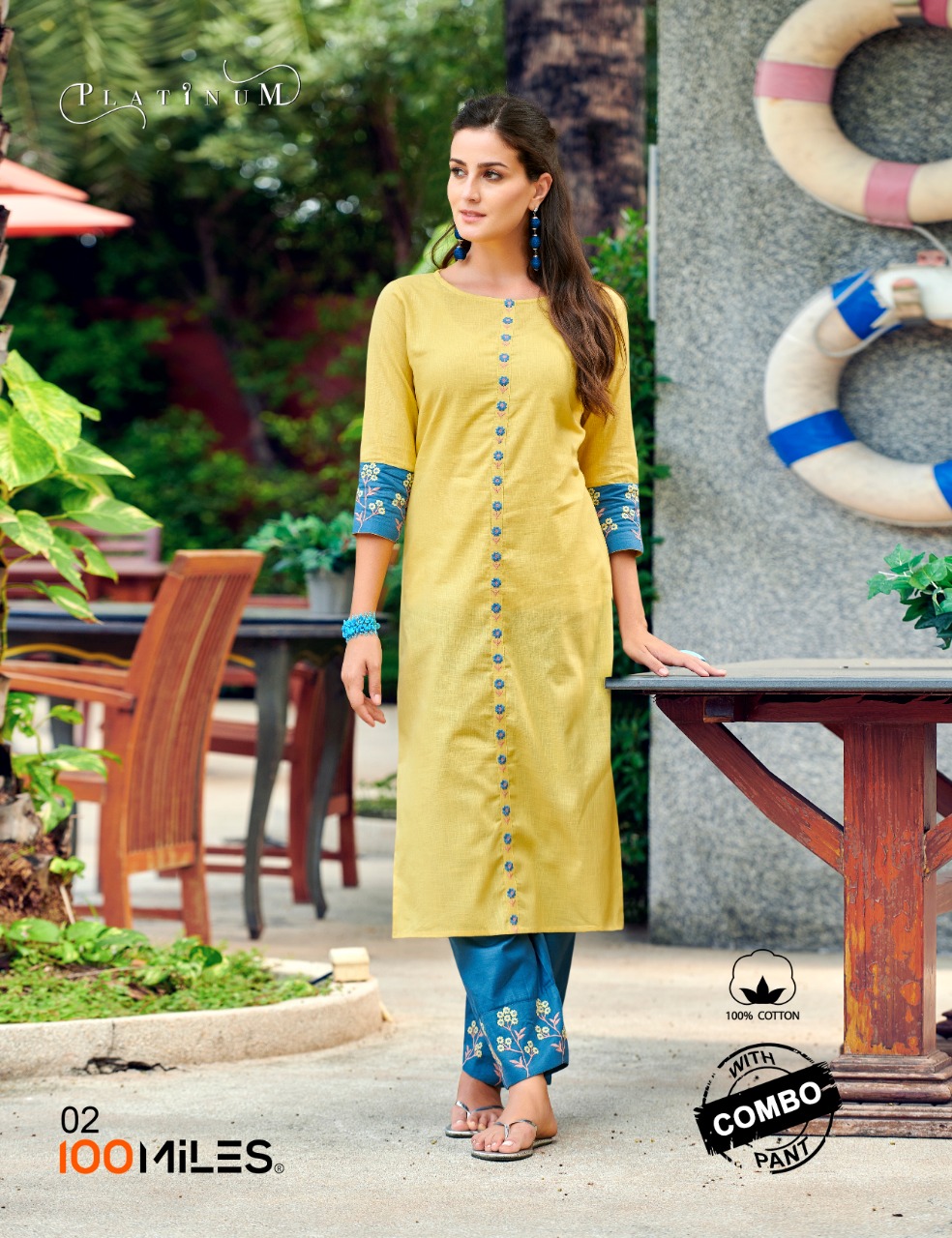 Platinum By 100 Miles Linen Cotton Kurti With Combo Pants Collection