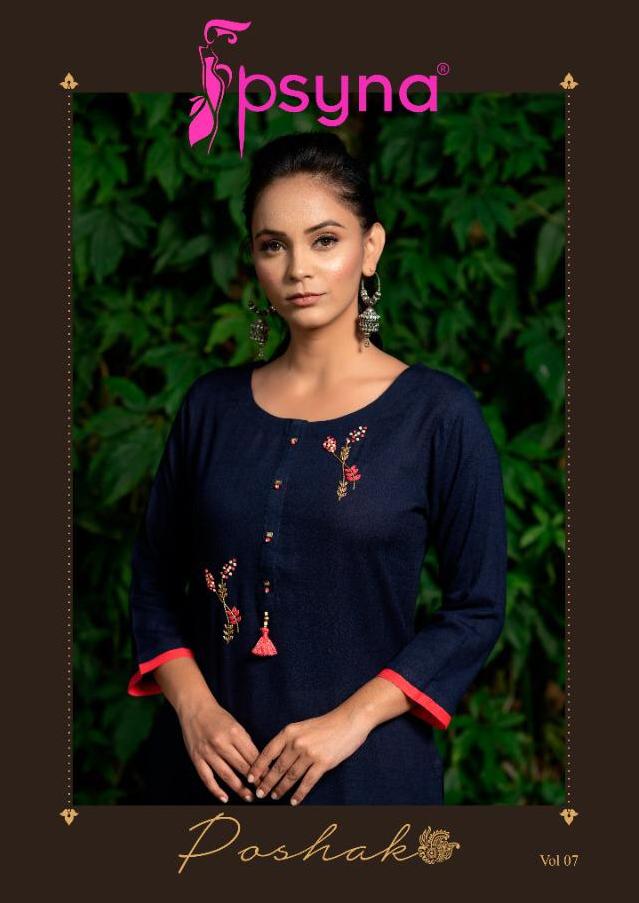 Psyna Poshak Vol 7 Beautiful Handwork Kurtis Authorized Supplier In Surat