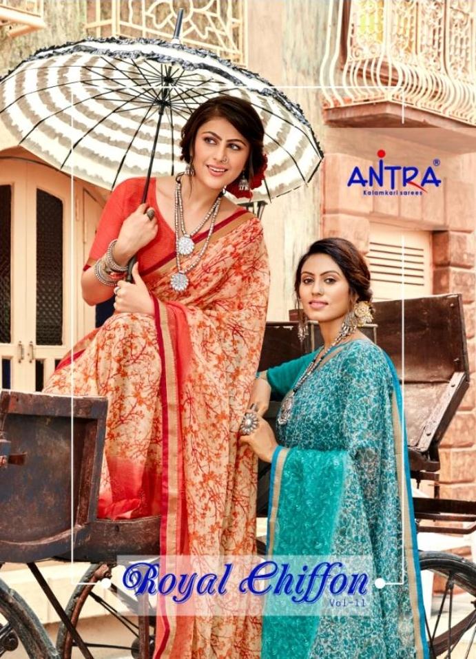 Royal Chiffon Vol 11 By Antra Printed Chiffon With Panal Work Saree Online Shopping