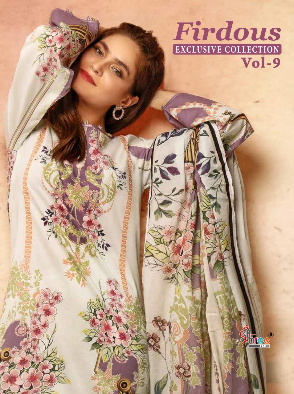 Shree Fab Firdous Exclusive Collection Vol 9 Jam Print Embroidery Patch Pakistani Suit