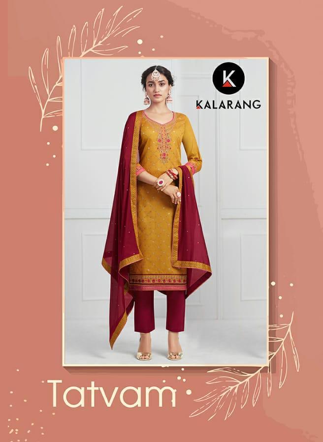 Tatvam By Kalarang Jam Silk Cotton Embroidery Dress Materials