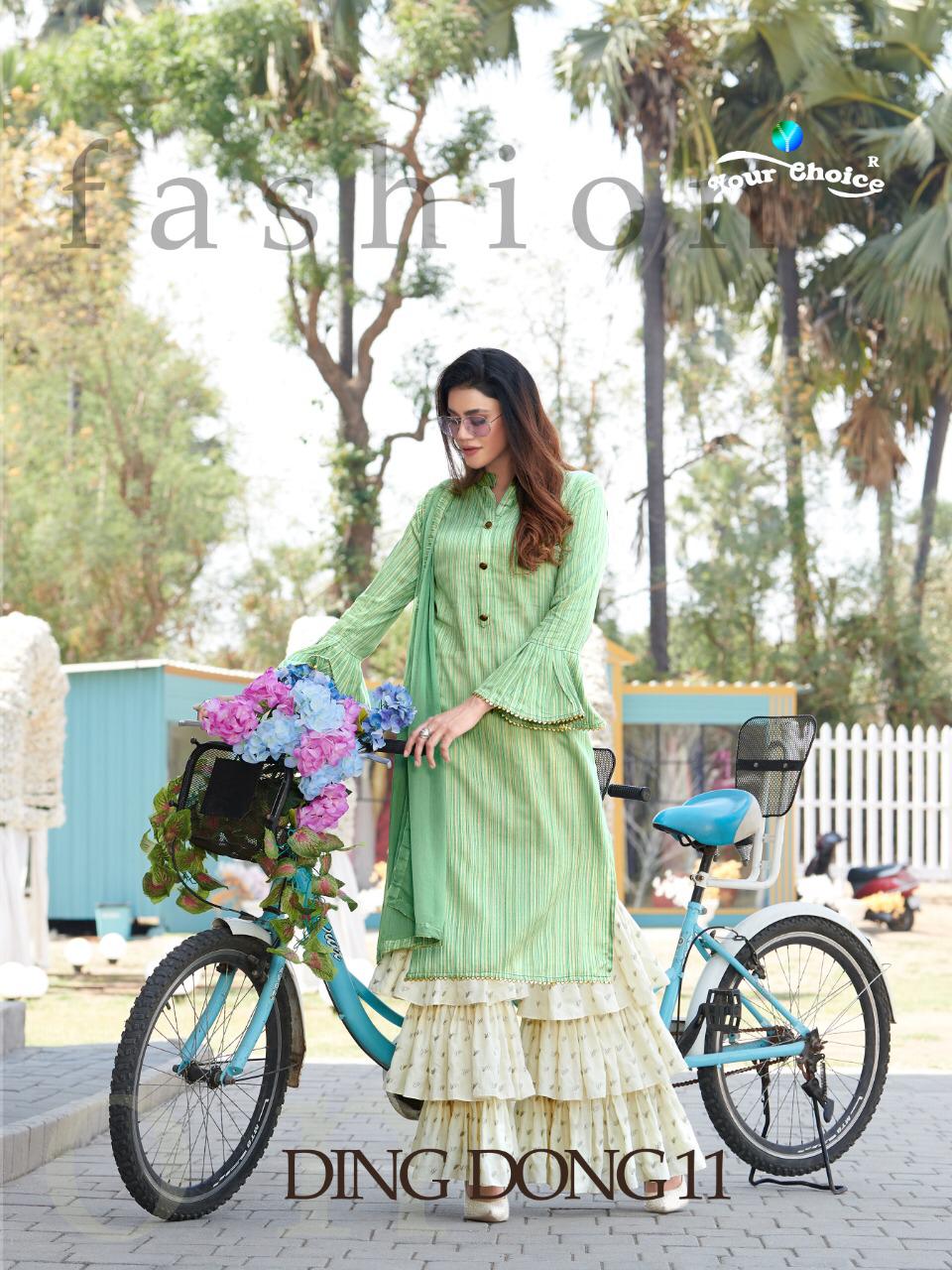 Your Choice Ding Dong 11 Jam Silk Cotton Latest Sarara Style Salwar Suit Collection