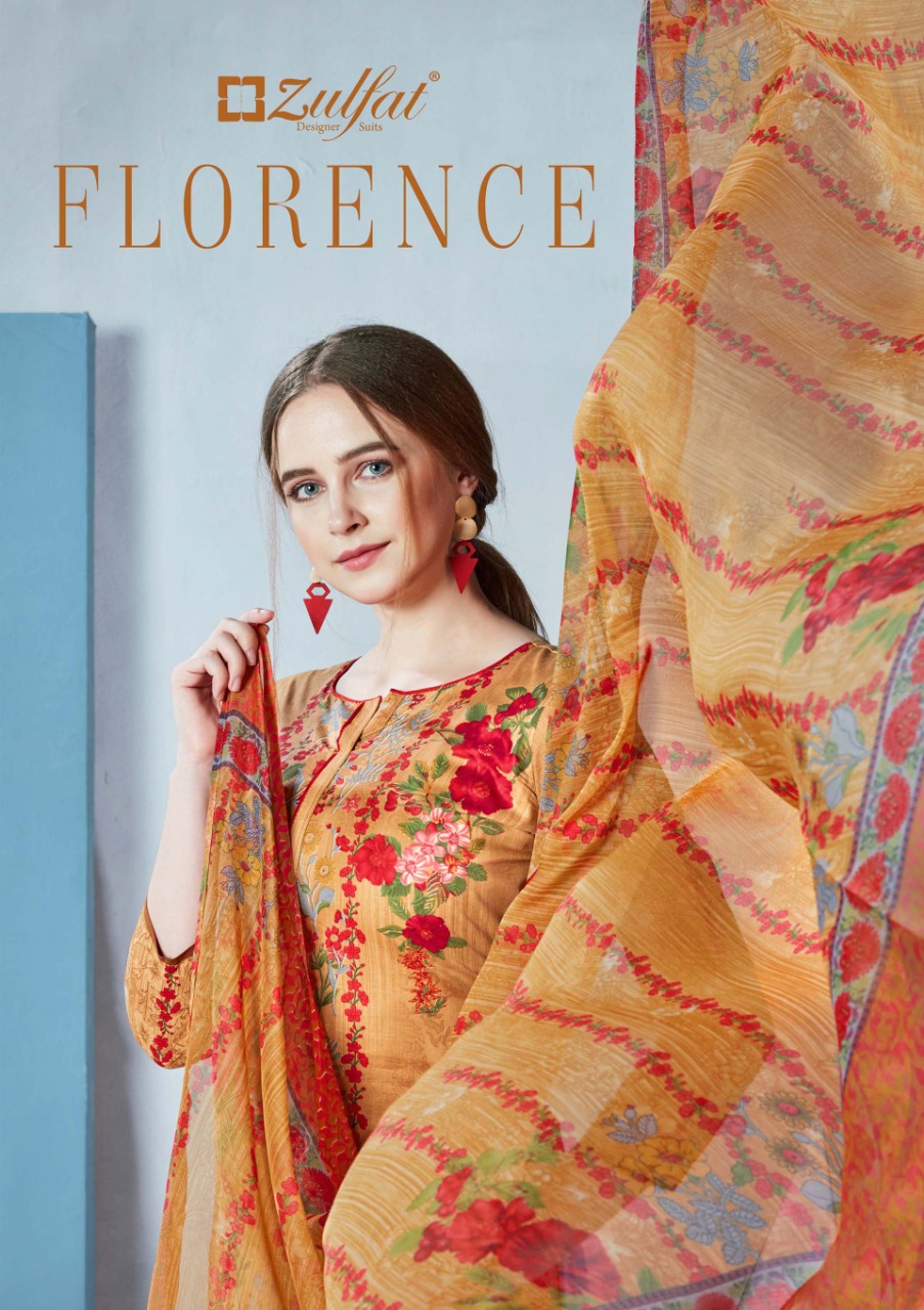 Zulfat Designer Suit Florence Cotton Digital Style Print Exclusive Suit Seller