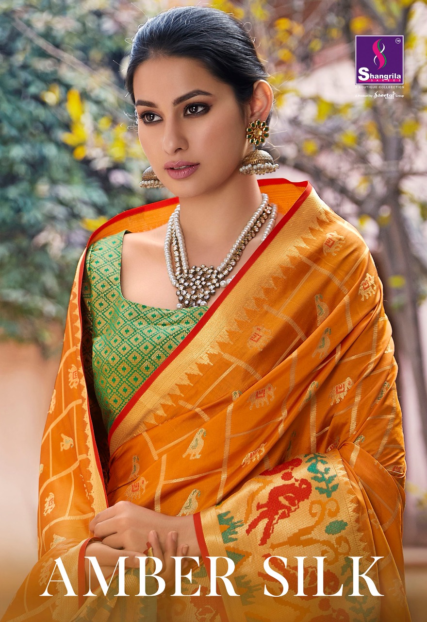 Amber Silk By Shangrila Weaving Patola Silk Traditional Wear Saree Wholesaler