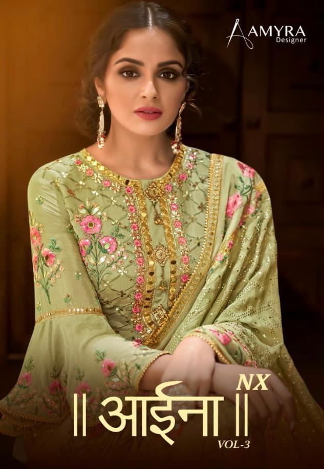 Amyra Designer Aaina Vol 3 Viscose Chinon With Heavy Embroidery Party Wear Suit