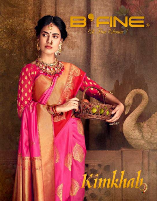 B Fine Present Kimkhab 281-292 Series Silk Traditional Look Saree Supplier In Surat