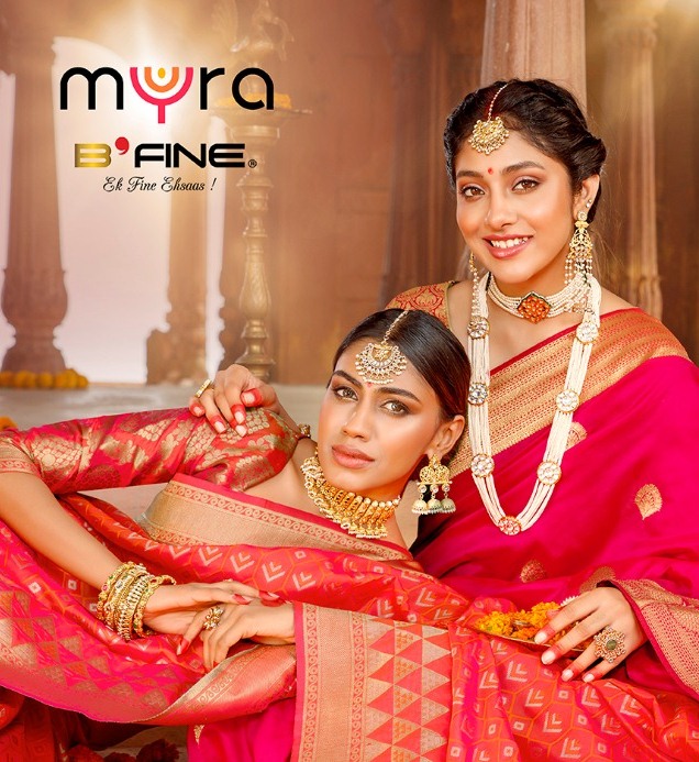 B Fine Present Myra Banarasi Silk Party Wear Heavy Look Saree Collection