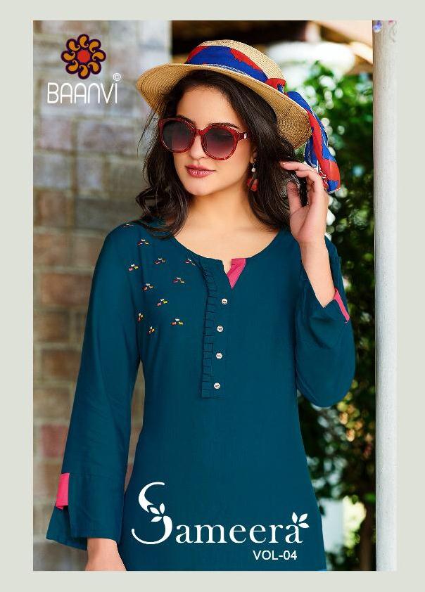 Baanvi Present Sameera Vol 4 Rayon Casual Wear Simple Kurti Wholesaler