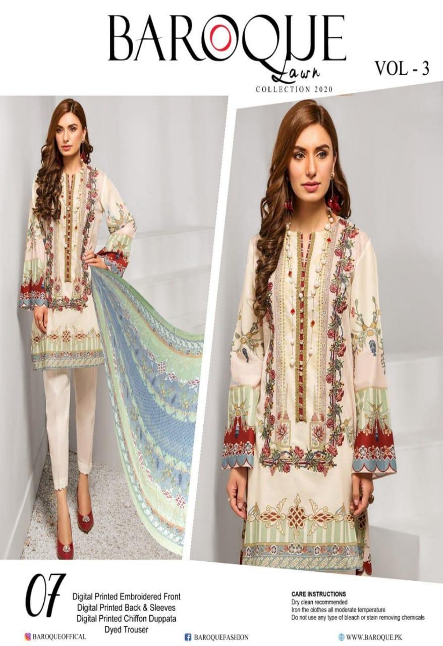 Baroque Vol 3 Premium Lawn Master Replica Of 2020 Pakistani Suit