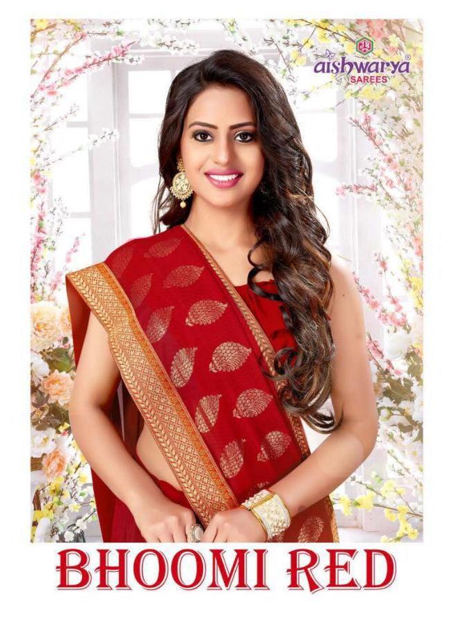 Bhoomi Red By Aishwarya Georgette Gold Printed Red Colour Special Saree