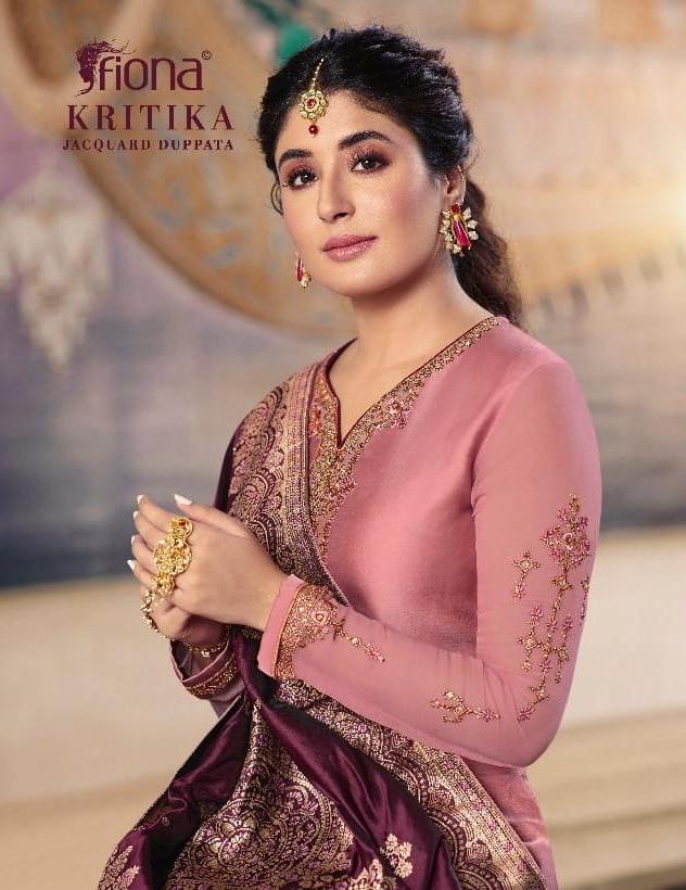 Fiona Kritika Jacquard Dupatta Satin Georgette Designer Party Wear Suit Looking Adorable