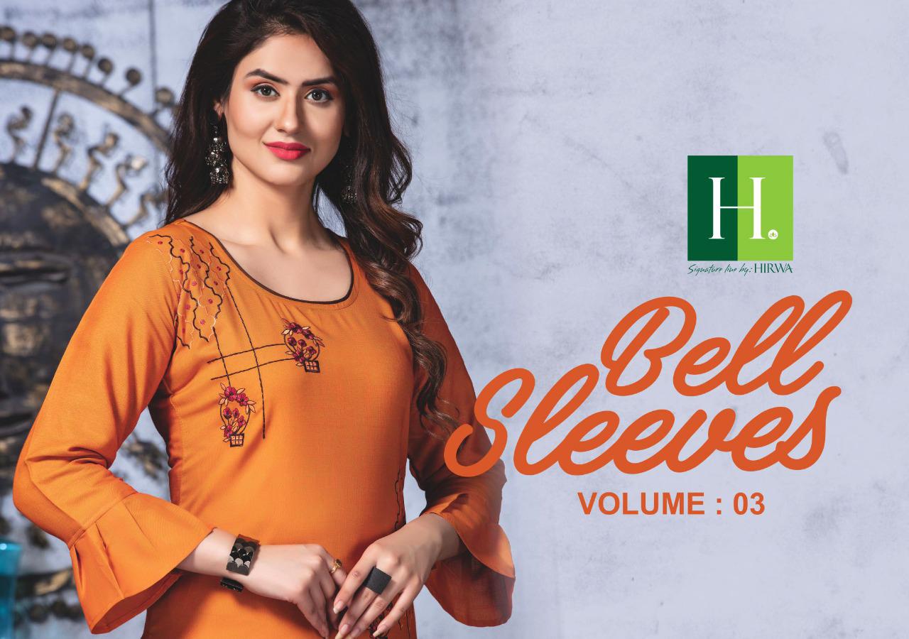 H Dot By Hirwa Launch Bell Sleeves Vol 3 Fancy Rayon Long Kurti Collection