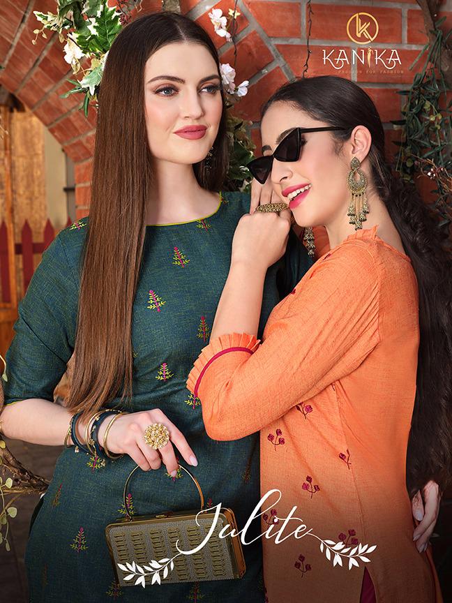 Julite By Kanika Rubby Silk Embroidery Top And Pant Pair Collection