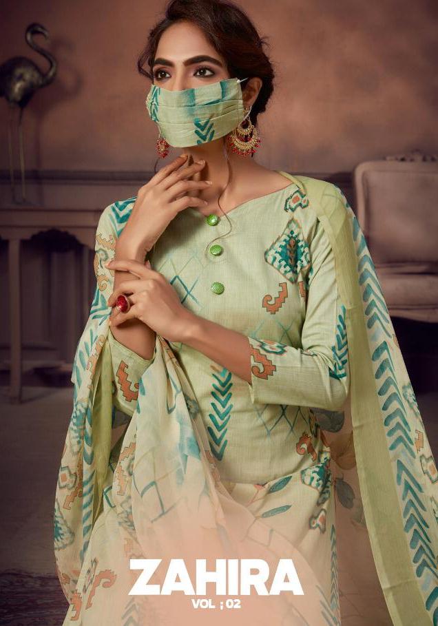 Kaara Suits Presents Zahira Vol 2 Jam Satin Digital Print With Matching Mask Salwar Suit