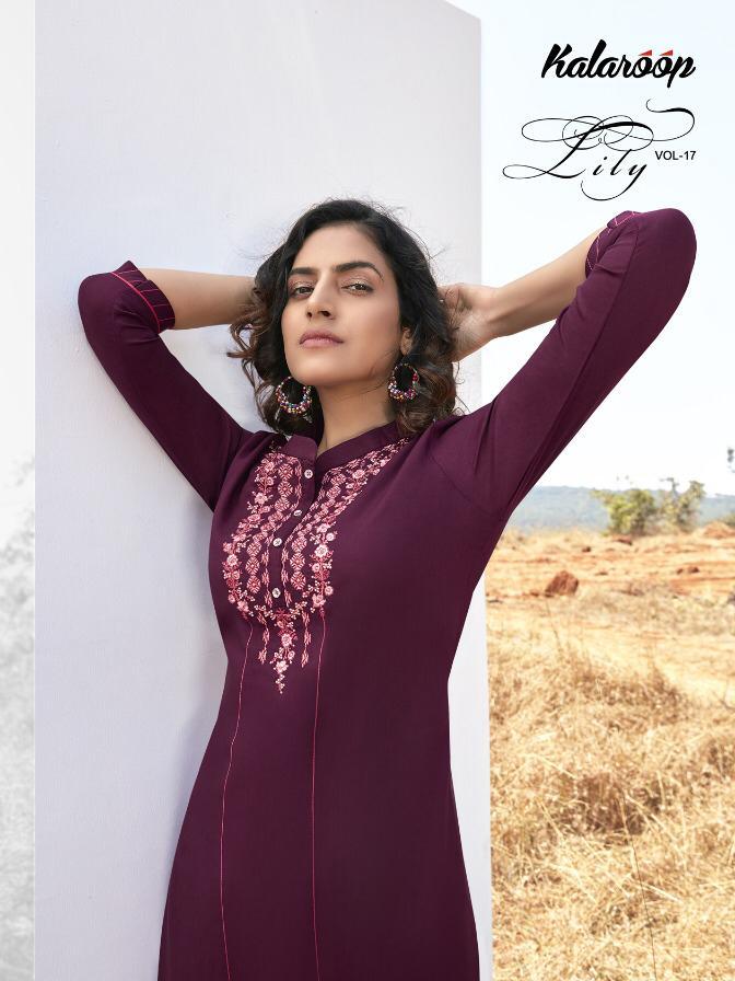 Kalaroop Lily Vol 17 Rayon Casual Wear Kurti Wholesaler