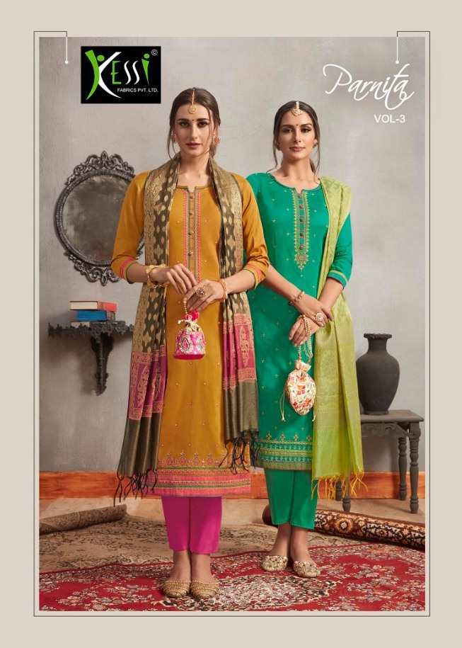 Kessi Present Parnita Vol 3 Jam Silk With Embroidery Work Suit Exclusive Trending Series Of Catalogs