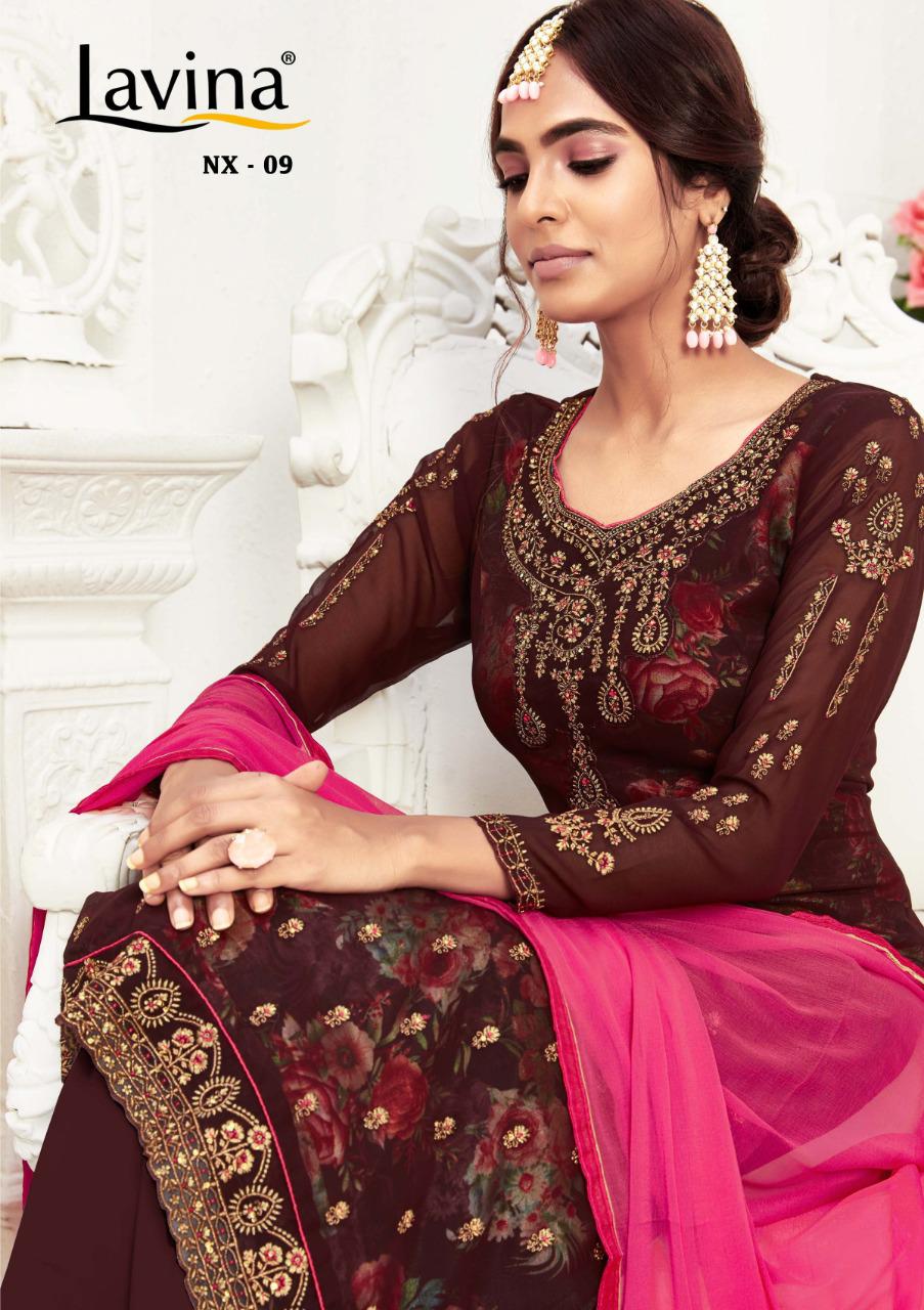 Lavina Nx 9 Georgette Embroidery Party Wear Good Looking Suit Designs