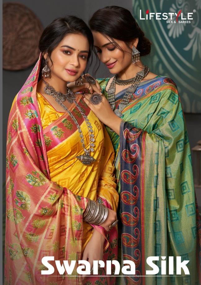 Lifestyle Launch Swarna Silk Embroidery Work Fancy Silk Saree At Best Rate