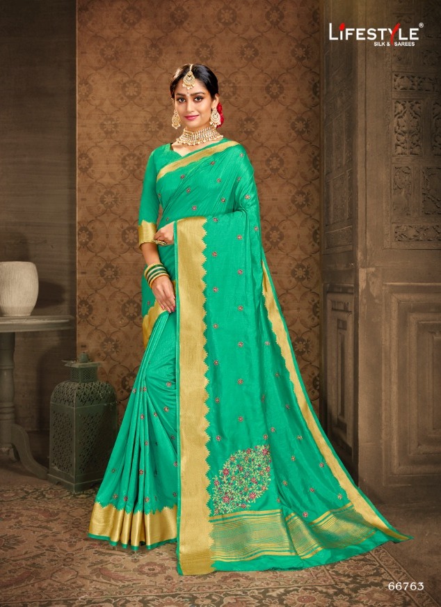 Lifestyle Navyata Dola Silk With Border Work Fancy Saree Wholesaler