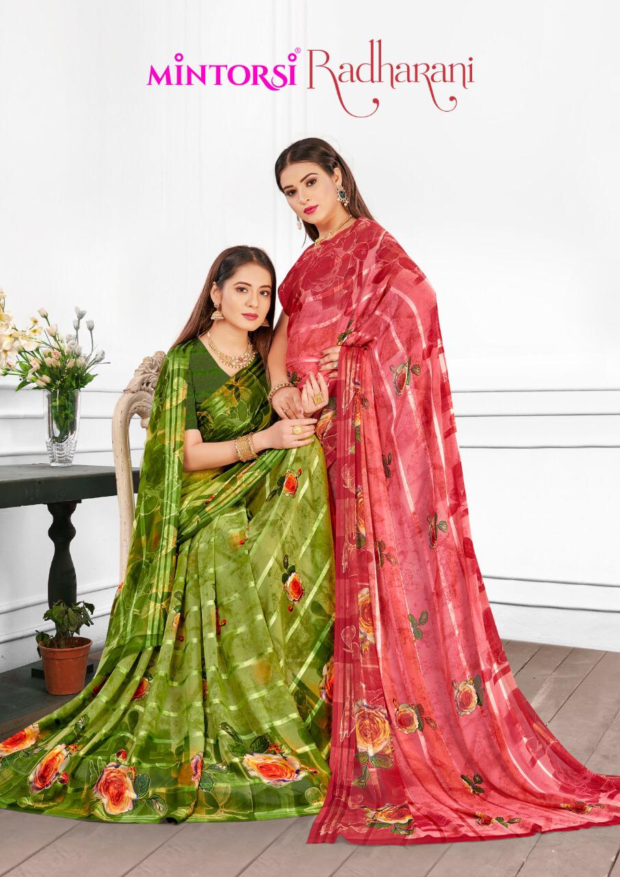 Mintorsi Launching Radha Rani Weightless Satin Patti Casual Saree Supplier