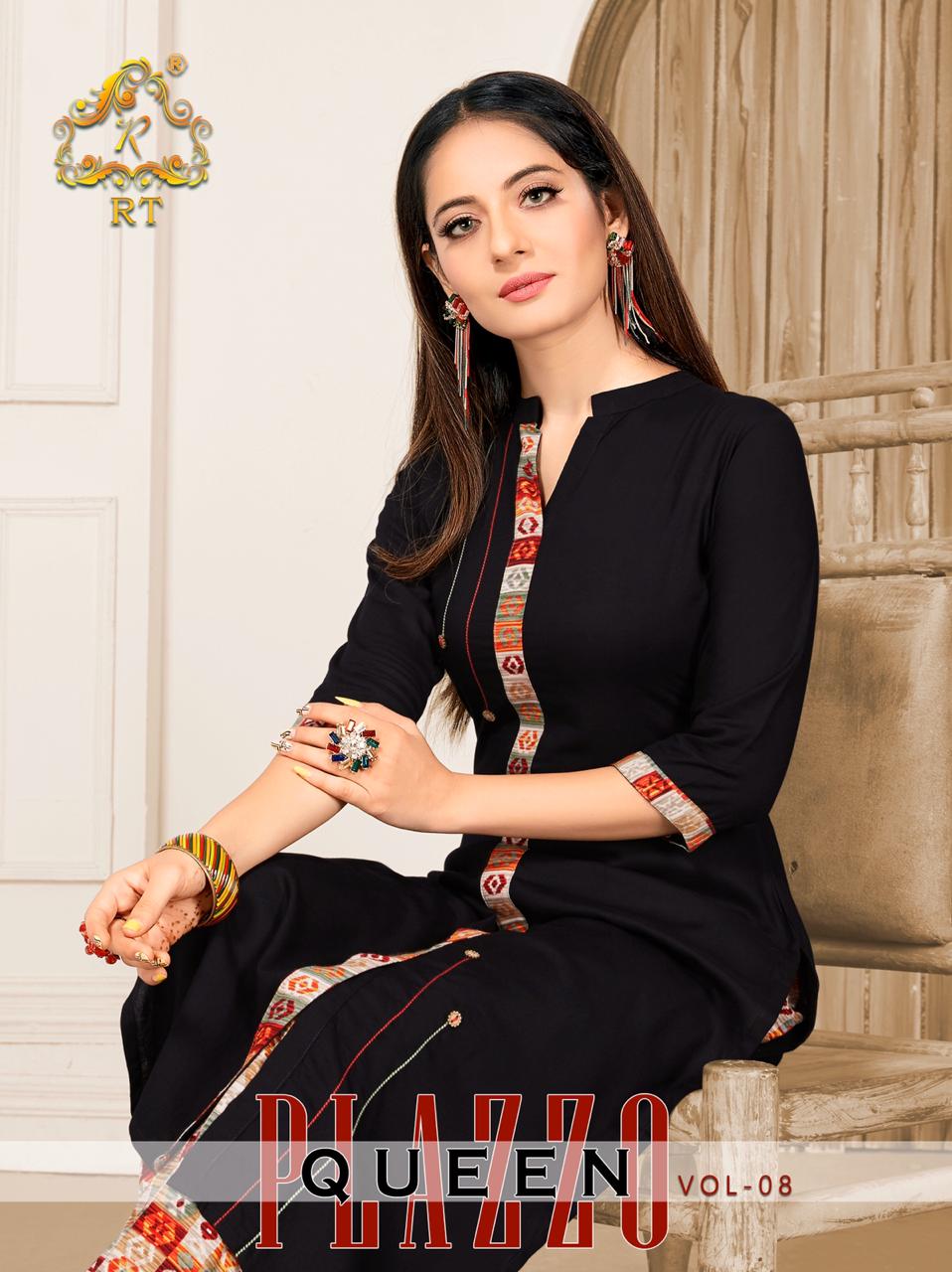 Plazzo Queen Vol 8 By Rijiya Trends Rayon Kurti With Plazzo Looking Glamorous