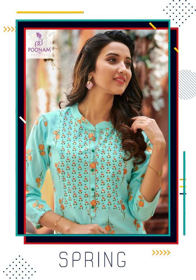 Poonam Designer Spring Rayon Print With Handwork Casual Wear Charming Kurti