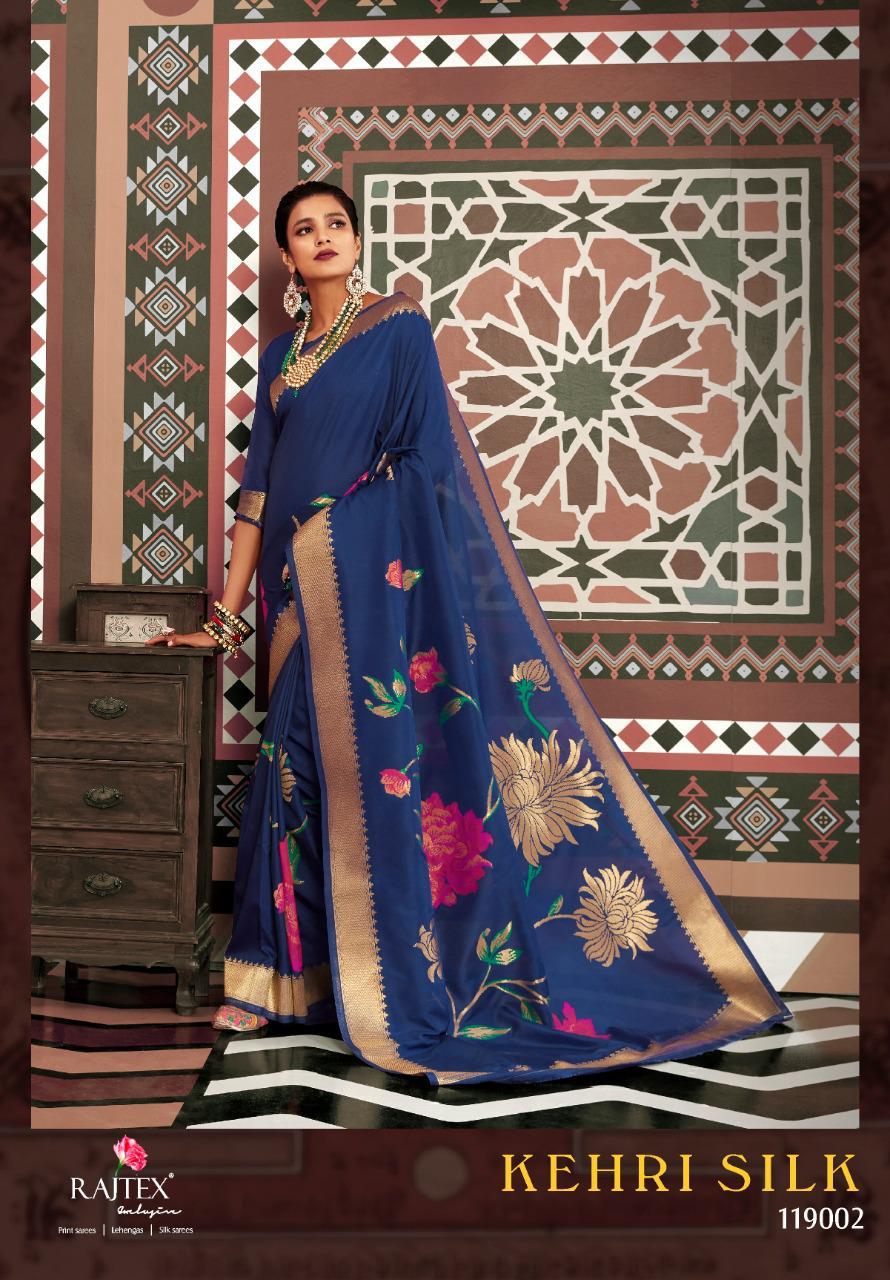 Raj Tex Launch Kehri Silk 119001-119006 Series Weaving Designer Saree