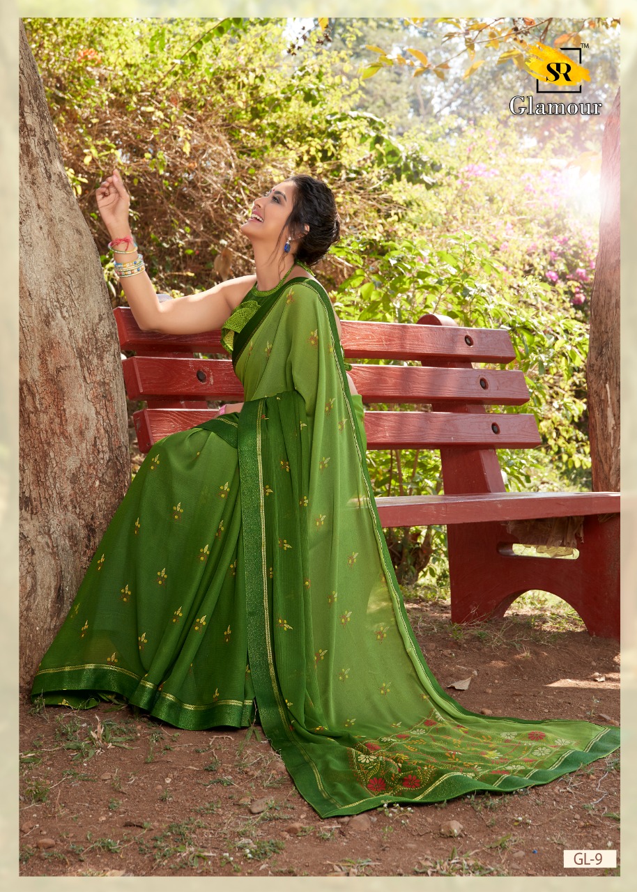 S R Launching Glamour Georgette Patern With Beautiful Border Saree Looking Pretty