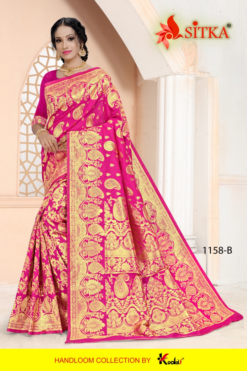 Sahnai 1158 By Sitka Jacquard Silk Shining Traditional And Wedding Wear Heavy Saree Supplier