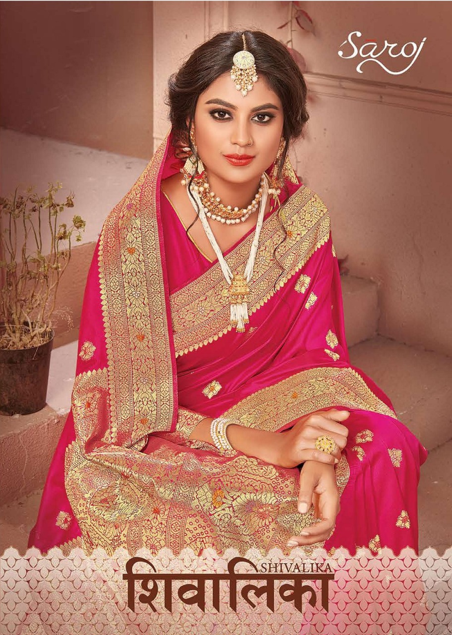 Shivalika By Saroj Lichi Silk With Jequard Pallu Style Wholesaler Of Saree Catalogue