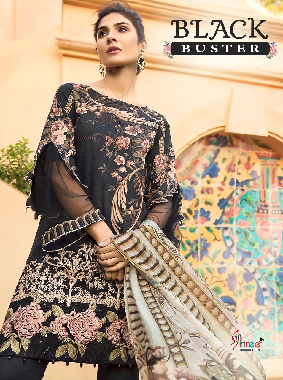 Shree Fab Black Buster Pure Cotton With Exclusive Embroidery Salwar Suit Pakistani Design