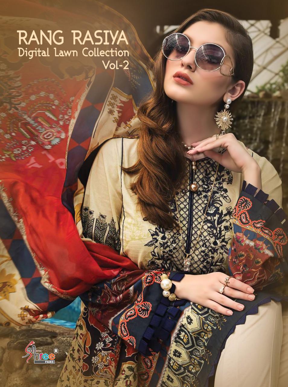 Shree Fab Rang Rasiya Digital Lawn Collection Vol 2 Jam Cotton Pakistani Suit Concept