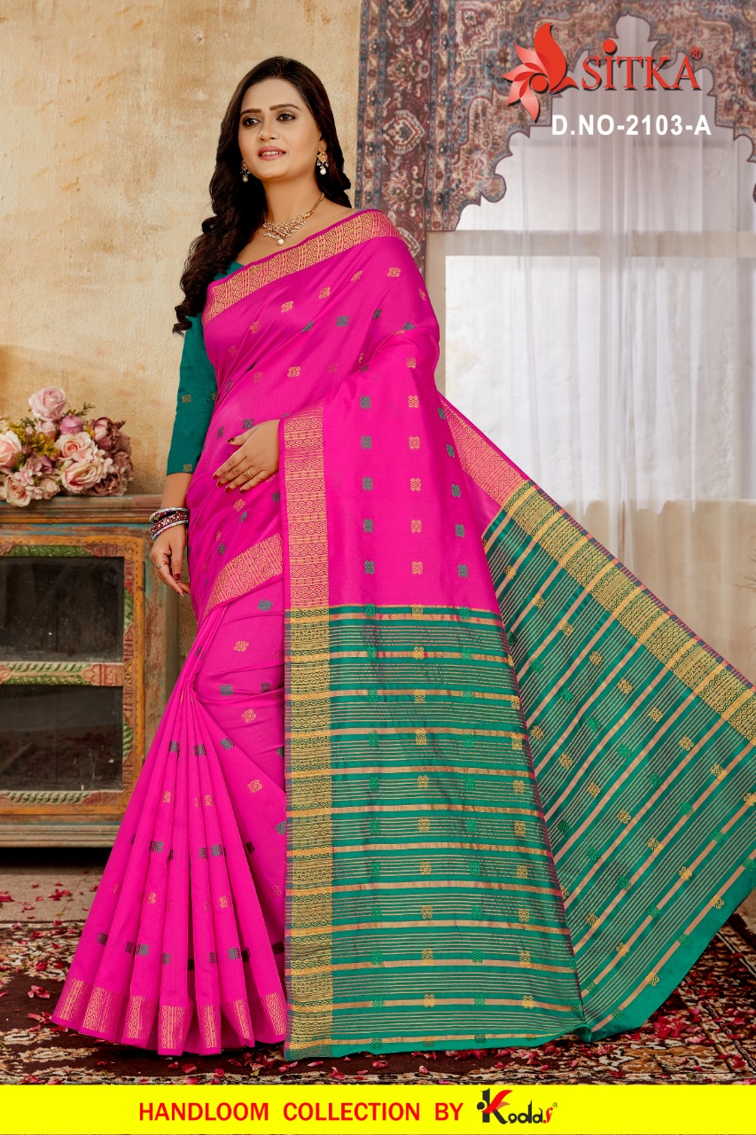 Sitka Launch Berlin 2103 Poly Cotton Fancy Colour Saree At Chipest Price In Surat Market