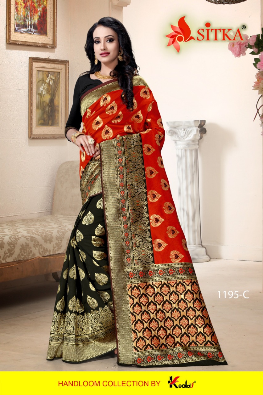 Sitka Presenting Natural Silk 1195 Jacquard Silk Shining Saree