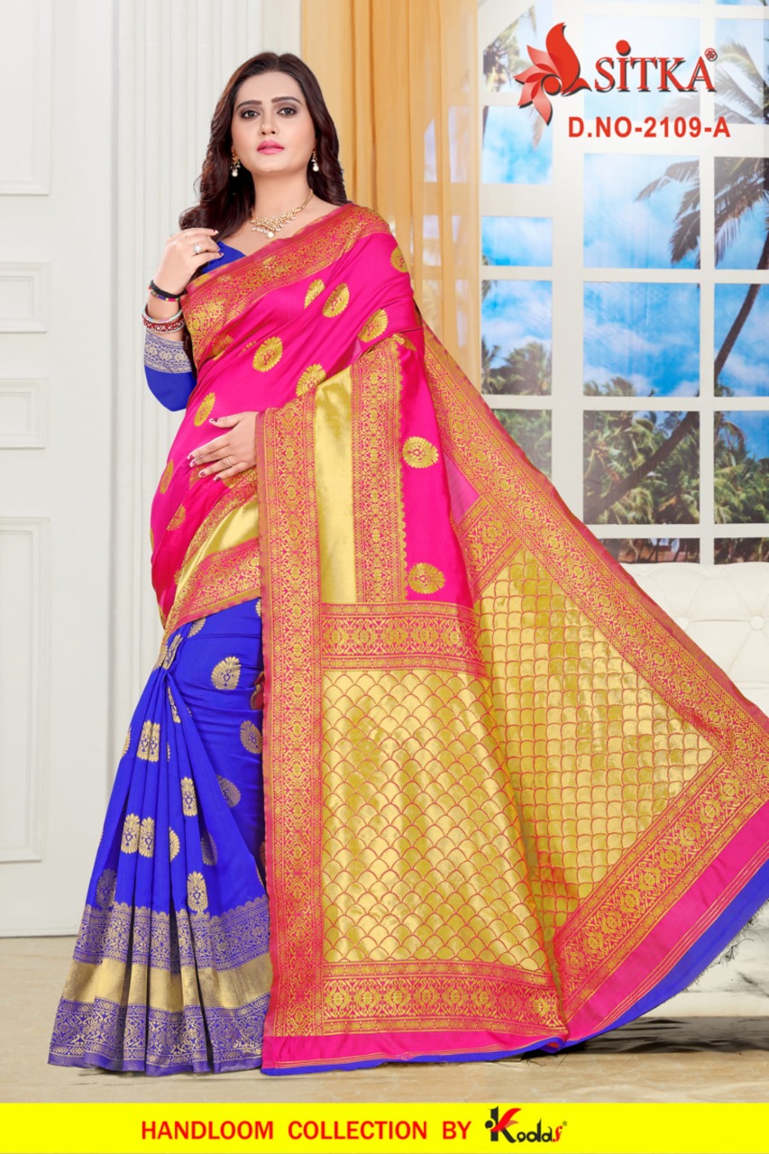 Sitka Presenting Taal Cotton Jacquard Silk Zari Work Saree At Lowest Rate