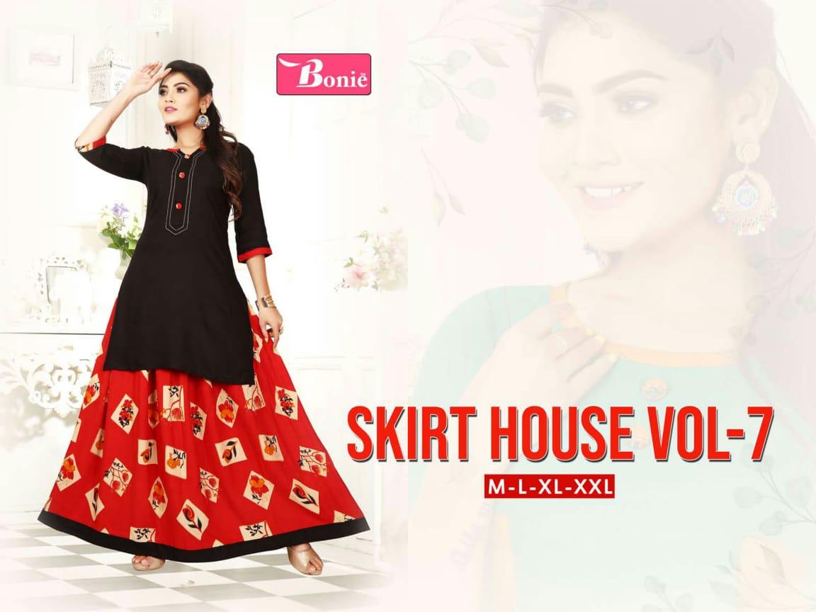 Skirt House Vol 7 By Bonie Rayon Stylish Kurti With Skirt Adroable Look